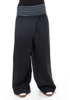 Pantalon thai fisherman noir gris