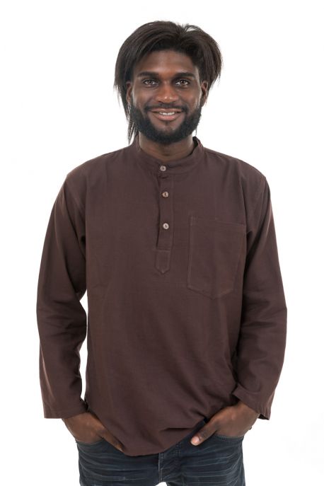 Chemise coton nepalais 3 boutons 1 poche