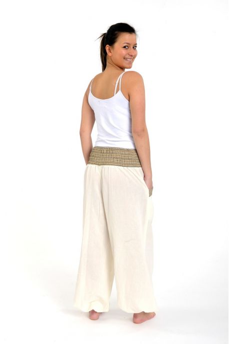 Pantalon aladin ete creme chanvre Ganesh