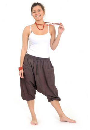 Pantacourt sarouel homme femme Vidya chocolat