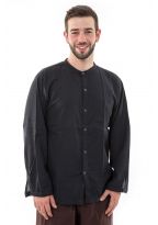 Chemise coton leger noir boutons noix de coco Harree