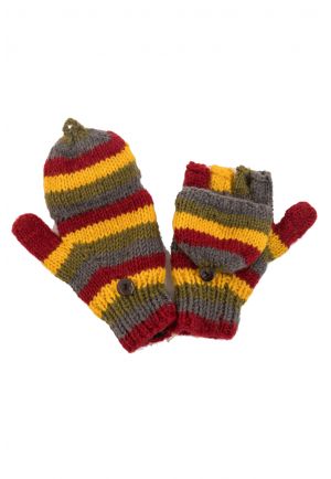 Moufles mitaines jaune bordeaux gris vert pure laine et polaire douce