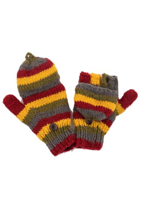 Moufles mitaines jaune bordeaux gris vert pure laine et polaire douce