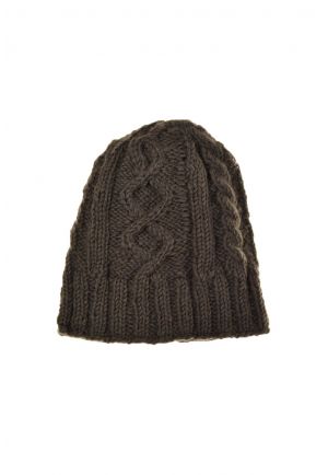 Bonnet torsades gris laine et polaire douce