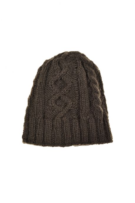 Bonnet torsades gris laine et polaire douce