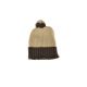 Bonnet pompon laine et polaire creme et gris