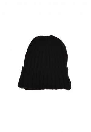 Bonnet large revers laine et polaire douce all black