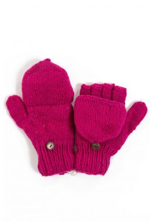 Moufles mitaines rouge uni pure laine et polaire douce