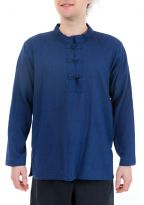 Chemise col mao homme bleu nuit Pio zoom