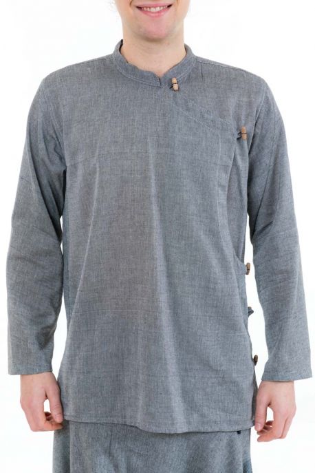 Chemise ethnique col mao Luis zoom