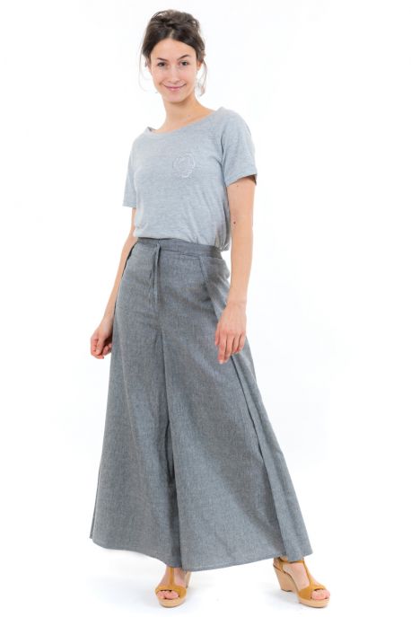Pantalon femme fluide fendu Indra face