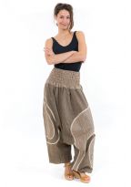 Sarouel grande taille beige chanvre femme