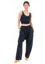 Pantalon sarwel droit traditionnel Nepal noir femme
