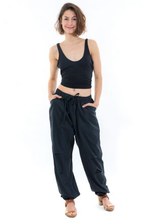 Pantalon sarouel jogging noir mixte face