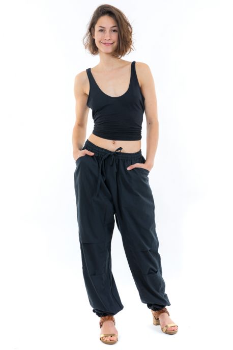Pantalon sarouel jogging noir mixte face