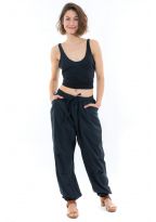 Pantalon sarouel jogging noir mixte face