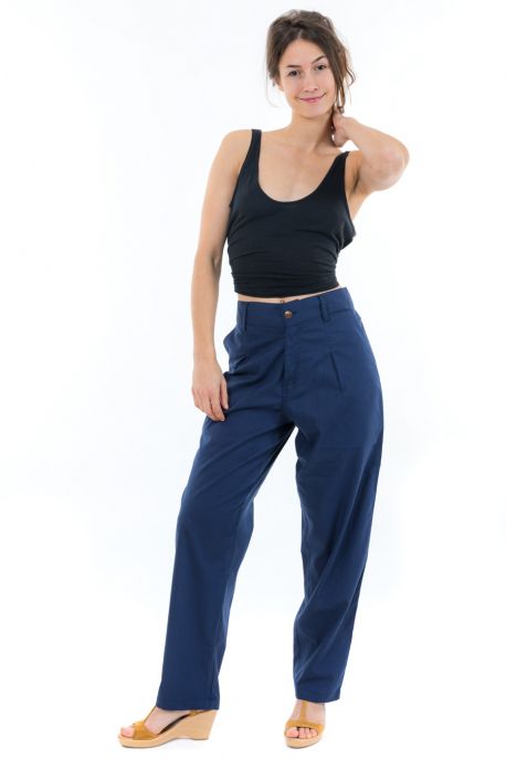 Pantalon carotte basic chic dark blue