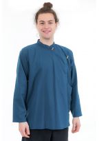 Chemise tibetaine homme bleu petrole
