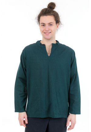 Chemise tunique col mao V homme