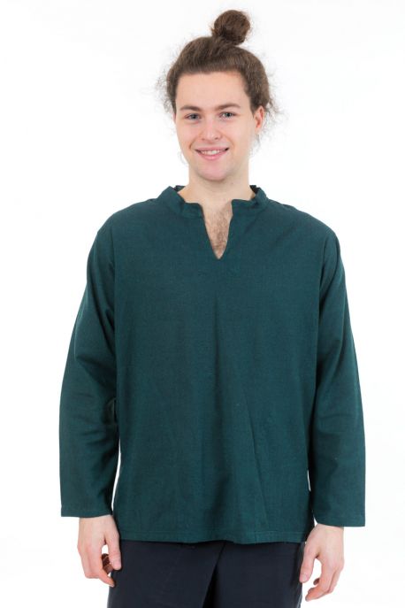 Chemise tunique col mao V homme