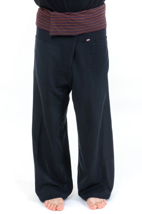 Pantalon Thai noir rayures noires
