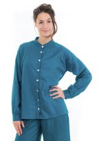 Chemise manches longues femme bleu petrole face