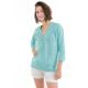 Top blouse coton et nacre Aqua face