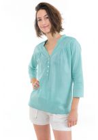 Top blouse coton et nacre Aqua face
