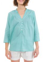 Top blouse coton et nacre Aqua zoom