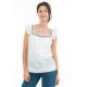 Top femme broderies et manches volantees face