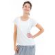 T-shirt femme plastron manches retroussees ecru