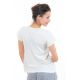 T-shirt femme plastron manches retroussees ecru