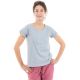 Tee shirt femme gris plastron manches retroussees face