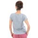 Tee shirt femme gris plastron manches retroussees