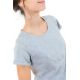 Tee shirt femme gris plastron manches retroussees