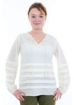 Blouse col tunisien plis et pampilles face