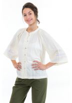 Blouse chemisier dentelle broderies boheme face