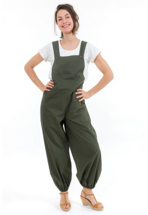 Salopette femme kaki originale Ella face