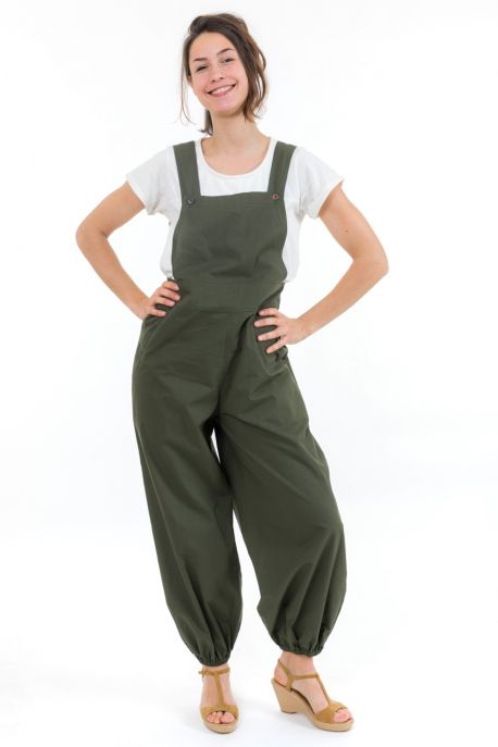 Salopette femme kaki originale Ella face