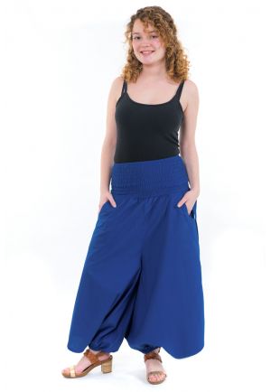 Sarouel jupe-culotte femme bleu roi face