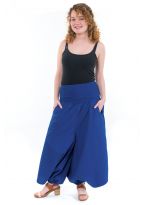 Sarouel jupe-culotte femme bleu roi face