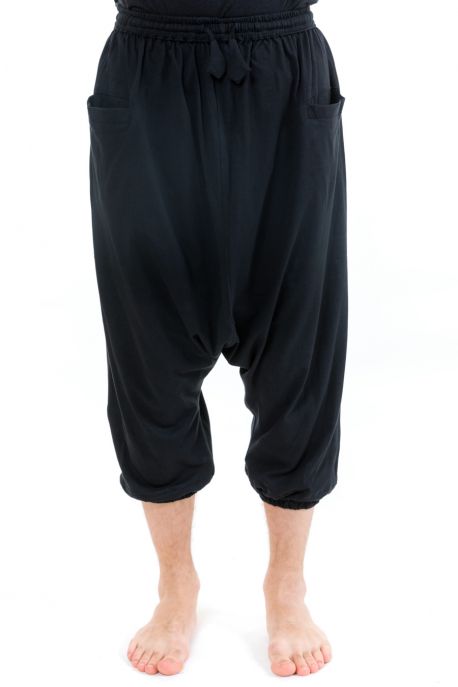 Pantacourt sarouel bermuda noir casual zoom