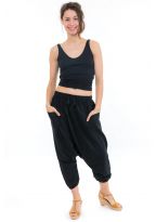 Pantacourt sarouel bermuda noir casual femme