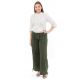 Pantalon large classique femme homme kaki face