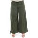 Pantalon large classique femme homme kaki zoom