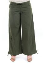 Pantalon large classique femme homme kaki zoom