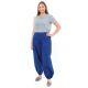 Pantalon large droit bouffant femme bleu face