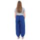 Pantalon large droit bouffant femme bleu
