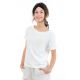 Top tee shirt femme broderie fleur ecru face