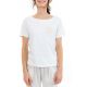 Top tee shirt femme broderie fleur ecru zoom